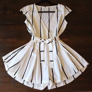 Black & White Striped Romper